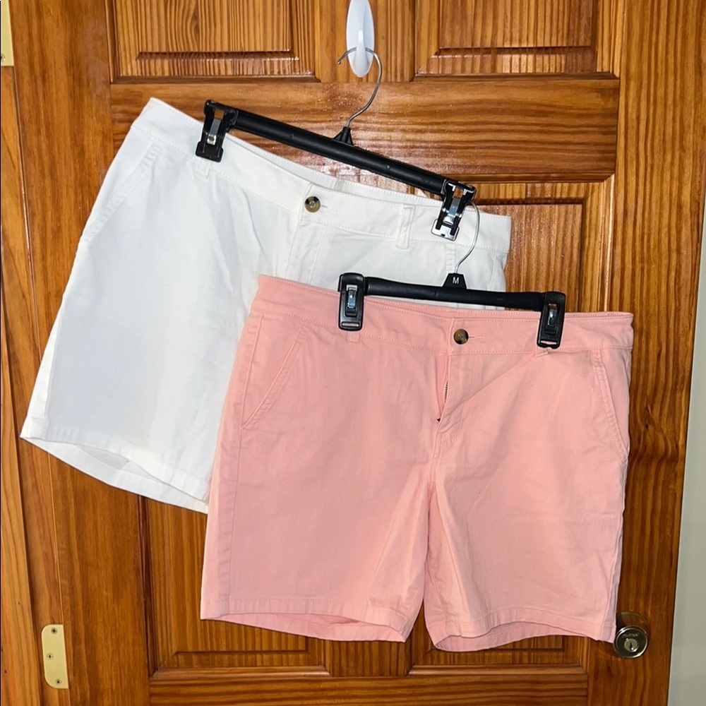 Bundle of 2 a.n.a Women's White and Pink Bermudas